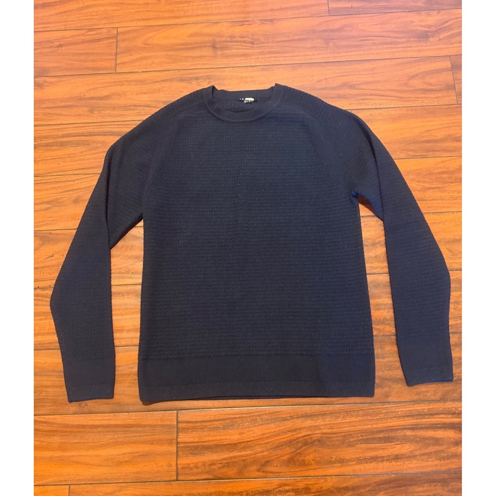 Theory Aster Cashwool Mens Navy Blue Merino Wool Blend Crewneck Sweater Large
